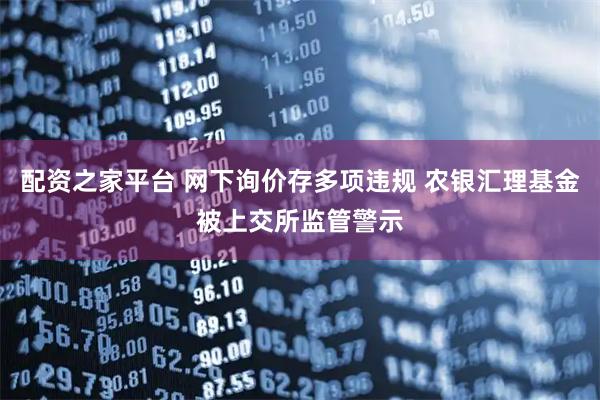 配资之家平台 网下询价存多项违规 农银汇理基金被上交所监管警示